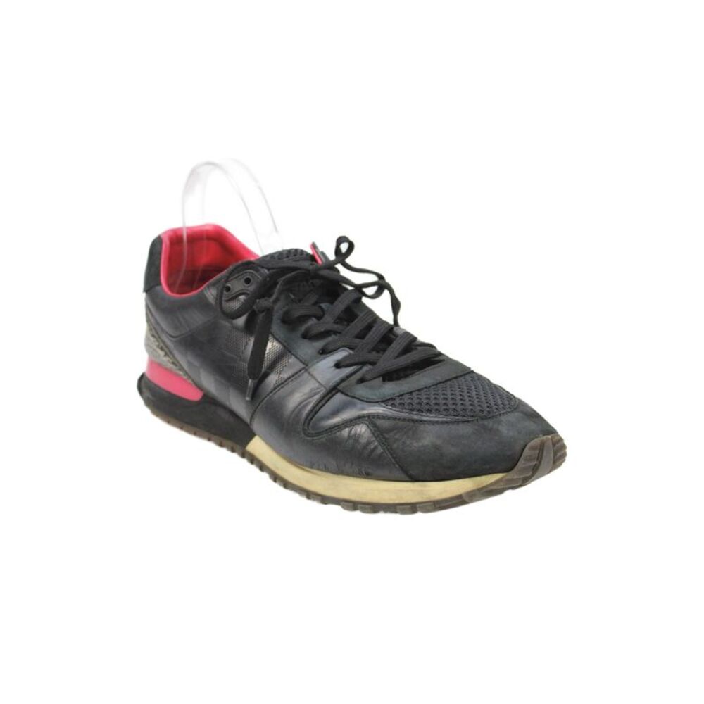 Louis Vuitton Mens Leather Lace Up Low Top Sneakers Black Pink Size 11